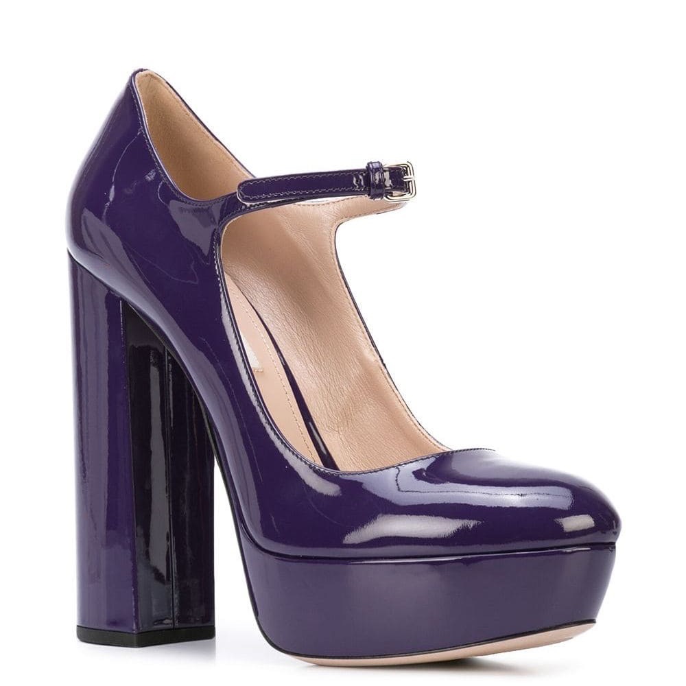Miu Miu Vernice Patent Leather Mary Jane Platforms
